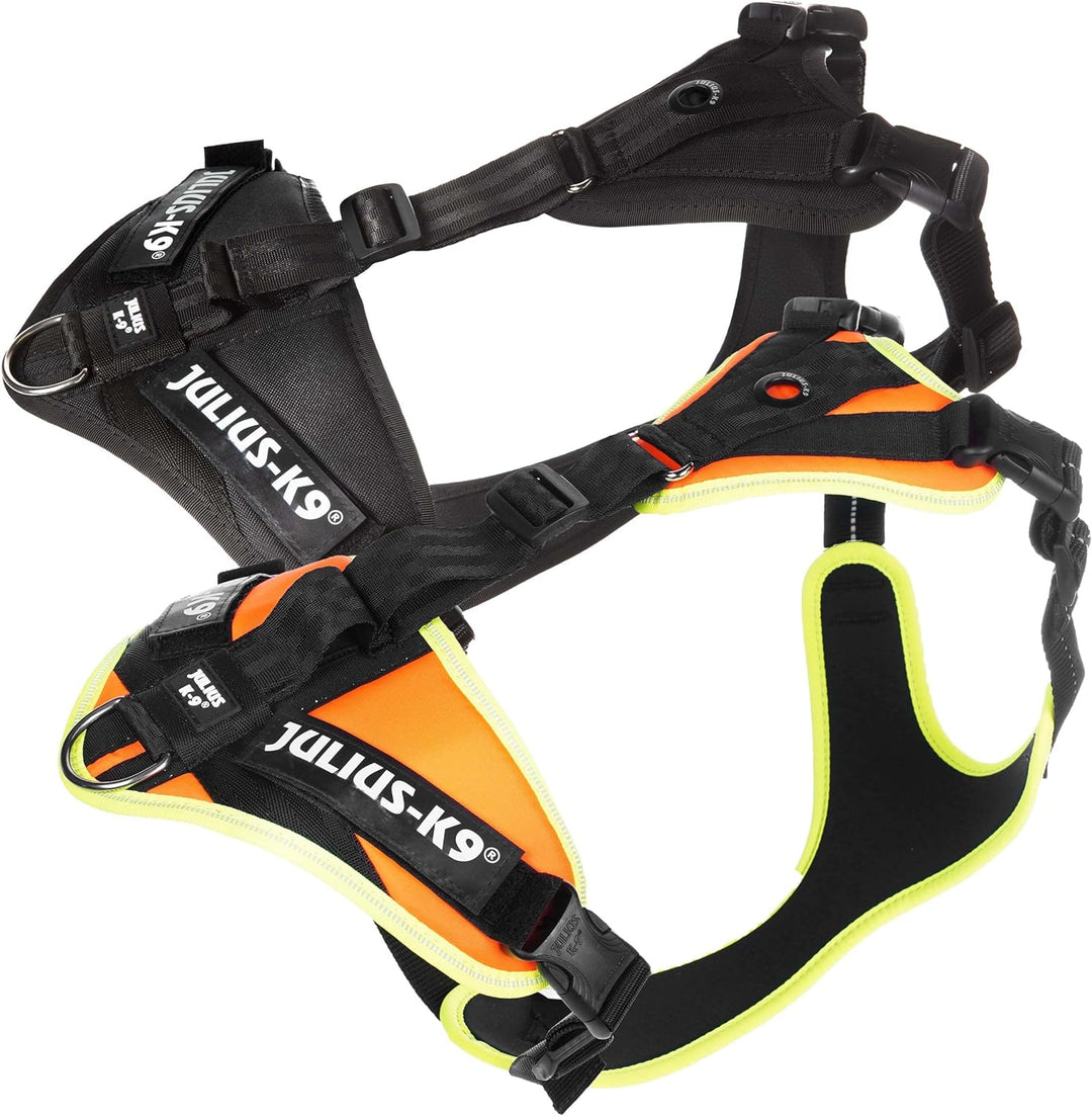 Julius-K9, 19MTR-FOR-XS-AMZ, Mantrailing &amp; Outdoor Hundegeschirr, Grösse: XS, UV orange mit neon Ran
