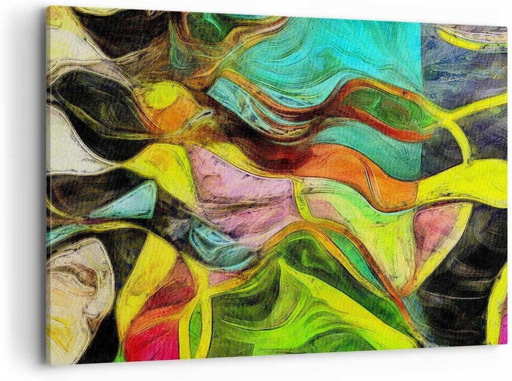 Bilder auf Leinwand 100x70cm Leinwandbild mit Rahmen Abstraktion modern Gross Wanddeko Bild Schlafzi