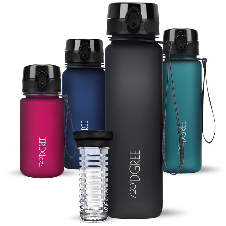 720°DGREE Trinkflasche “uberBottle“ 350ml, 500ml, 650ml, 1l, 1,5 Liter softTouch +Früchtebehälter -