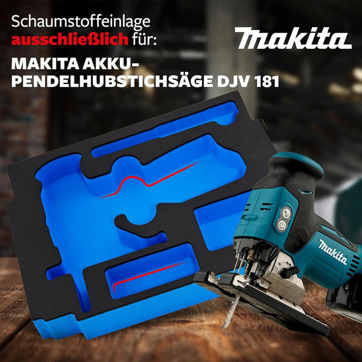 𝖠𝖯𝖳𝖤𝖷 Schaumeinlage passend für Makita Akku-Pendelhubstichsäge DJV 181 für MakPac Gr. 2-3