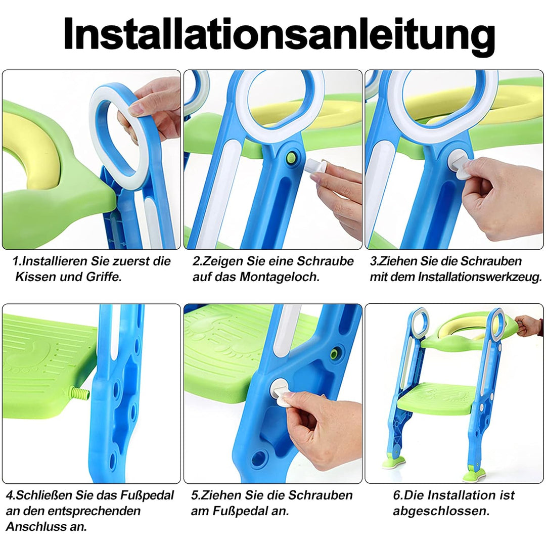 Toilettensitz Kinder mit Treppe, Aufun Toilettentrainer Faltbar Leiter Lerntöpfchen mit Treppe Baby