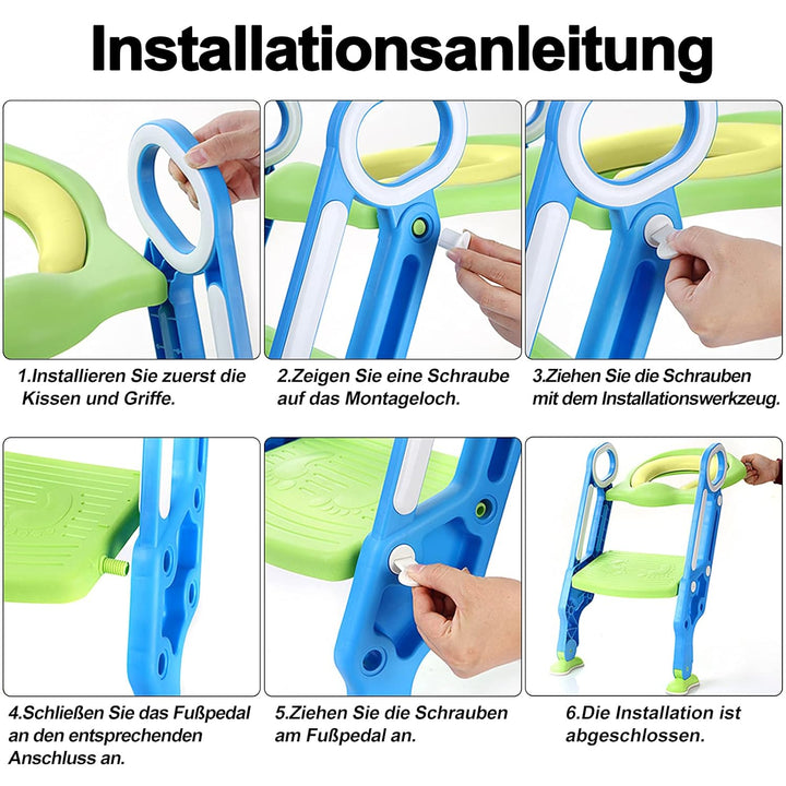 Toilettensitz Kinder mit Treppe, Aufun Toilettentrainer Faltbar Leiter Lerntöpfchen mit Treppe Baby