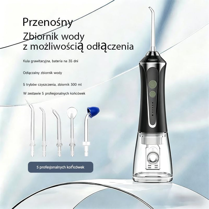 Elektrische Mundspülung Drahtlos Mit Tank 300ml Und 5 Spitzen 2500mAh IPX7 Wasserdicht Zahnspüler, E