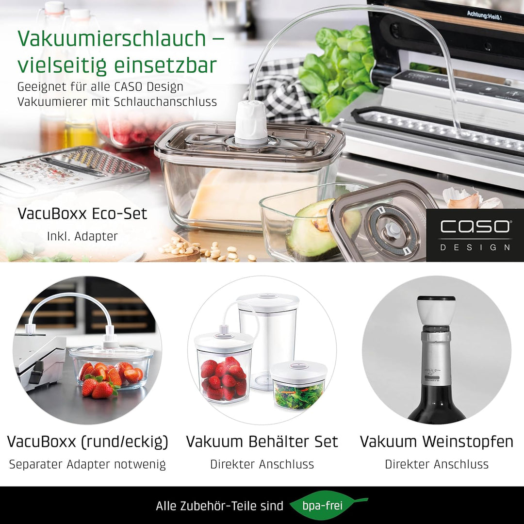 CASO VC200 Vakuumierer - Vakuumiergerät, Lebensmittel bleiben bis zu 8x länger frisch, doppelte Schw