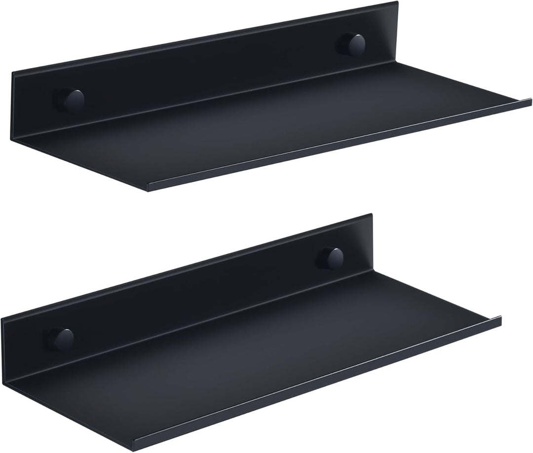 HNVNER Schwarz Duschablage Ohne Bohren, Metall Kleines Wandregal 2er Set, 30cm Badezimmer Regal Dusc