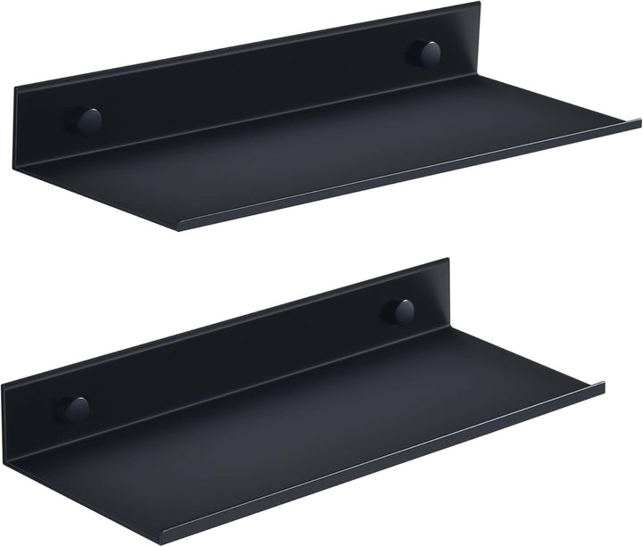 HNVNER Schwarz Duschablage Ohne Bohren, Metall Kleines Wandregal 2er Set, 30cm Badezimmer Regal Dusc