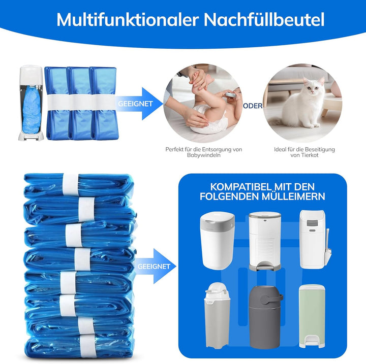 16 Stück Windeleimer Nachfüllkassetten 4,5m, 7-Lagiges Antibakterielles EVOH Nachfüllfolie Geruchsdi