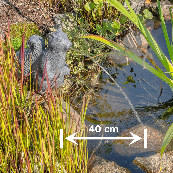 Esotec Solar Wasserspeier-Set Eichhörnchen, inklusive Teichpumpen-Set, Solarmodul, Polyresin, 1,5m S