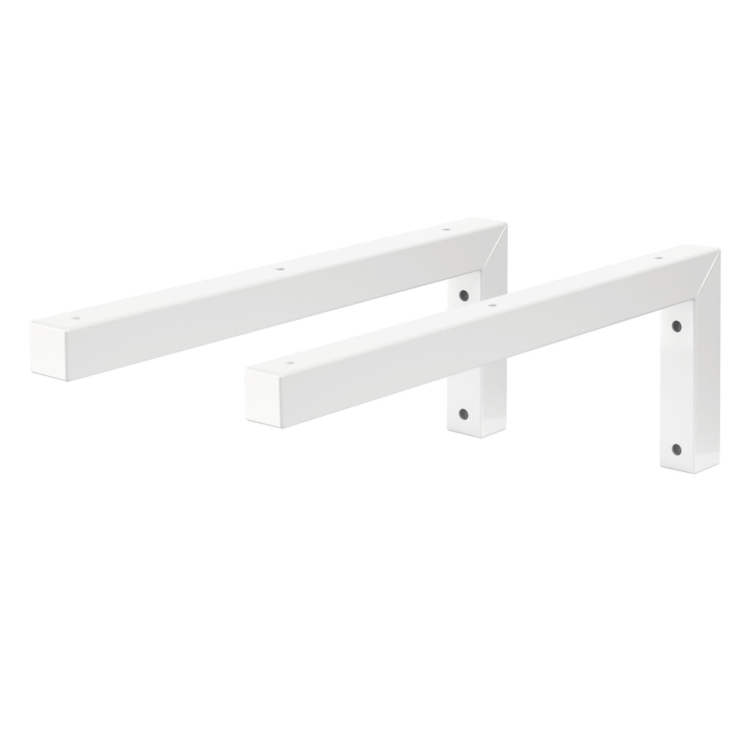 ML-Design 2er Set Wandkonsole Winkel L-Form für Waschtisch, 400x150 mm, Weiss, Stahl, Design Waschti