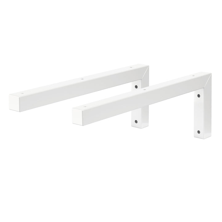 ML-Design 2er Set Wandkonsole Winkel L-Form für Waschtisch, 400x150 mm, Weiss, Stahl, Design Waschti