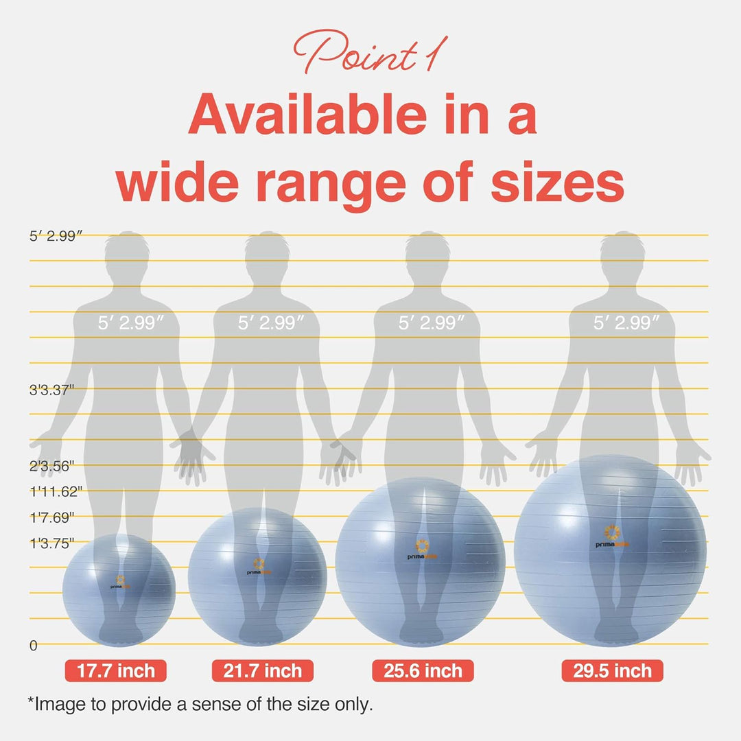 primasole Balance Ball Gymnastikball, 17.7 inch & 45 cm Hellgrau