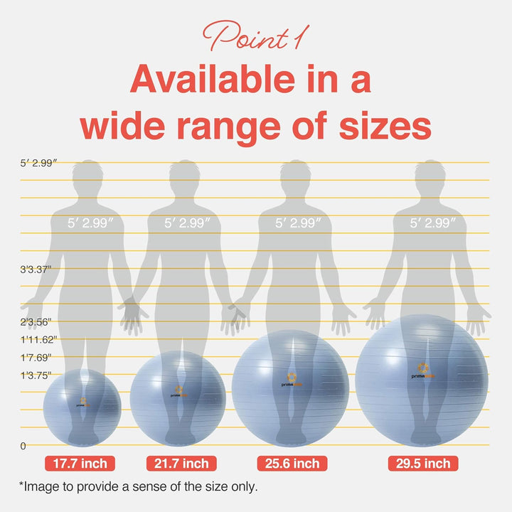 primasole Balance Ball Gymnastikball, 17.7 inch & 45 cm Hellgrau