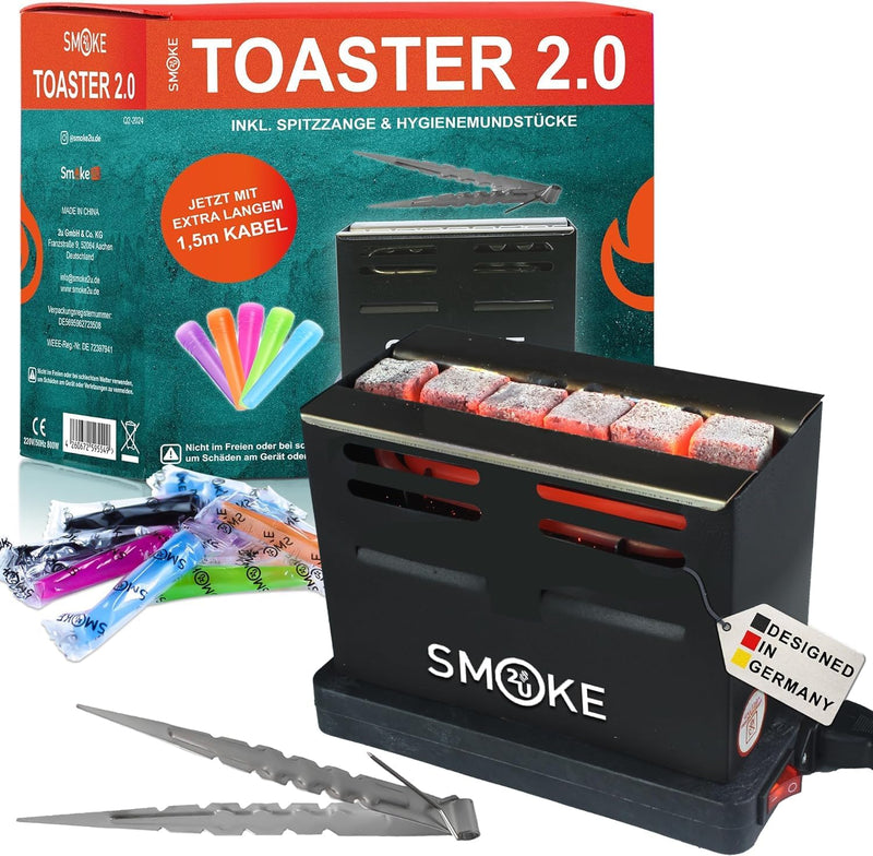 Smoke2u Toaster 2.0 | 800W Elektrischer Kohleanzünder Kohle Grill Kohlen Ofen mit Dreiseitiges-Hitze