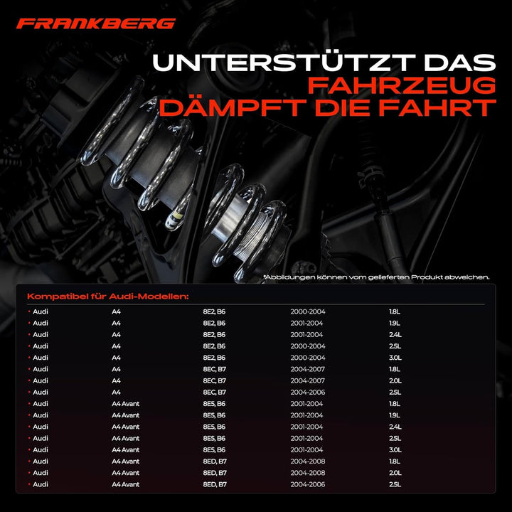 Frankberg 2x Federn Fahrwerksfeder Vorderachse Kompatibel mit A4 8E2 B6 8EC B7 A4 Avant 8E5 B6 8ED B