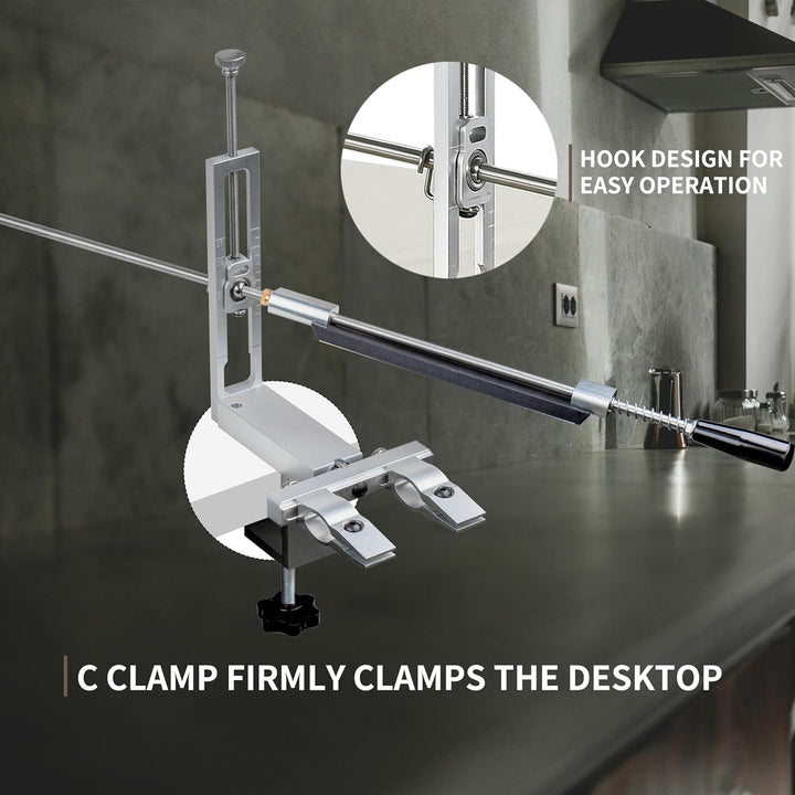 CWOVRS Messerschärfsystem, 360° Dual Klemmensystem Schnellspann-C-Klemme Messerschleifer, 2-fach Win