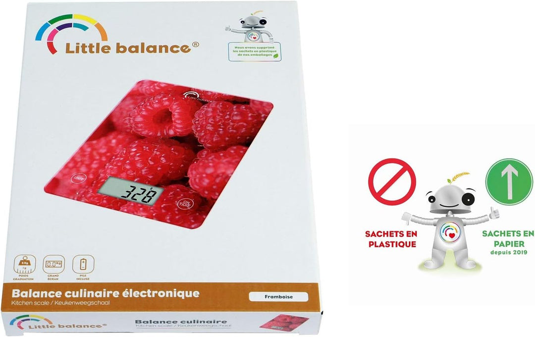 LITTLE BALANCE 8102 Slim Elektronische Küchenwaage, 5 kg/1 g, Platte aus gehärtetem Glas, extraflach