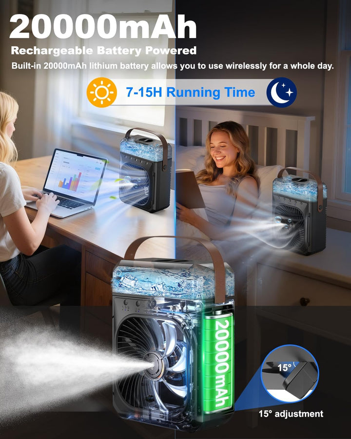 Desktop Nebelventilator,20000mAh,Akku Ventilator,1200mL Wassertank