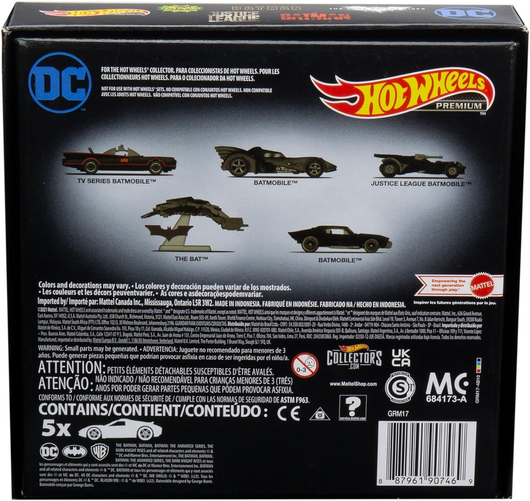 Hot Wheels GRM17 - Batman Set, 5 bei Fans beliebte Batmobil-Modelle, Spielzeugfahrzeuge im Massstab