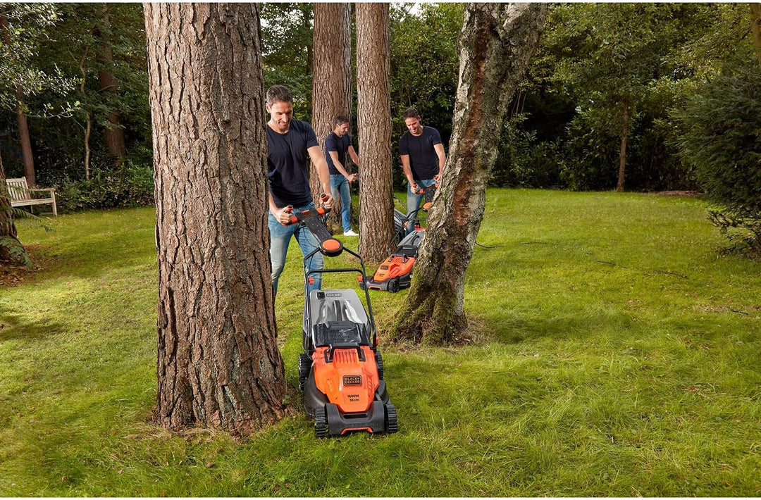 Black+Decker Elektro-Rasenmäher mit EasySteer Lenkgriff (1.600W, 38cm Schnittbreite, 6-fach Höhenver