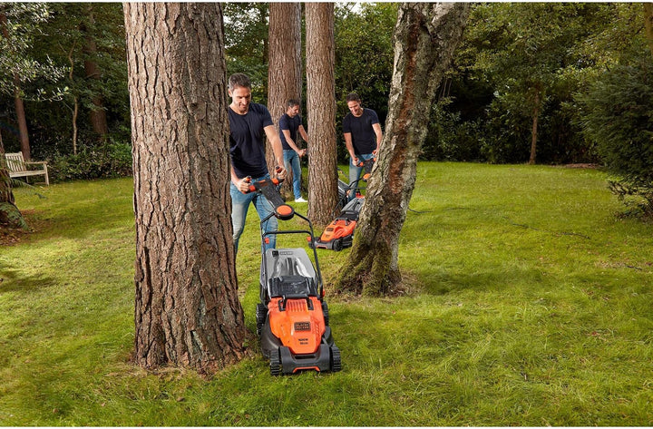 Black+Decker Elektro-Rasenmäher mit EasySteer Lenkgriff (1.600W, 38cm Schnittbreite, 6-fach Höhenver