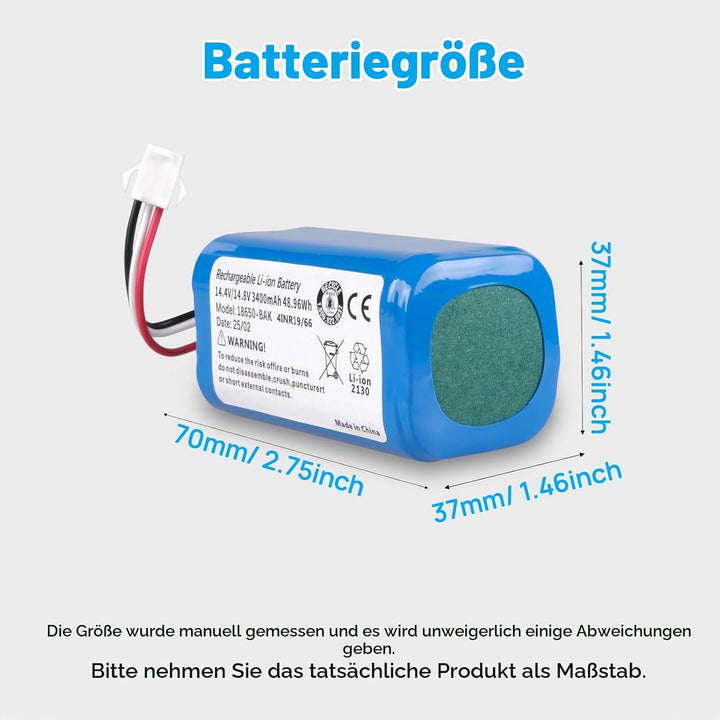 3400 mAh Ersatzakku Kompatibel mit AIRROBO P20 Roboter Staubsauger Akku, 14,4 V/ 14,8 V Li-Ionen Akk