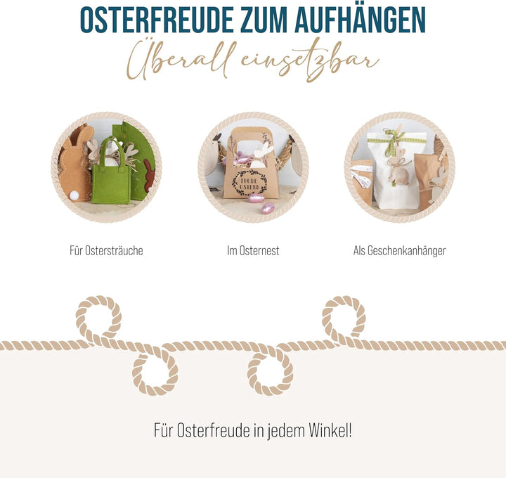 Logbuch-Verlag Osteranhänger aus Holz, 9er Set: Osterhasen-Deko zum Aufhängen, Osterschmuck für Oste