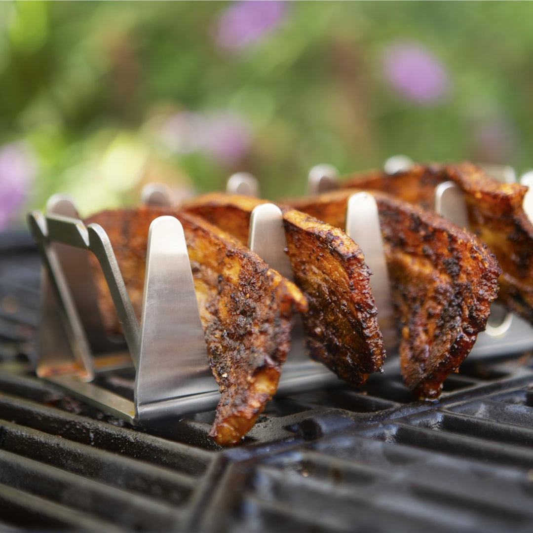 BBQ Rescher Bavarian Rescher Multi Grill Rack Robustes Edelstahl | Idealer Winkel für Fleisch, Ganz