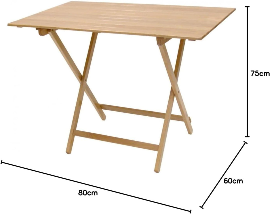 Klapptisch aus Holz, naturbelassen, 60 x 80 cm, für Camping, Garten, Haus