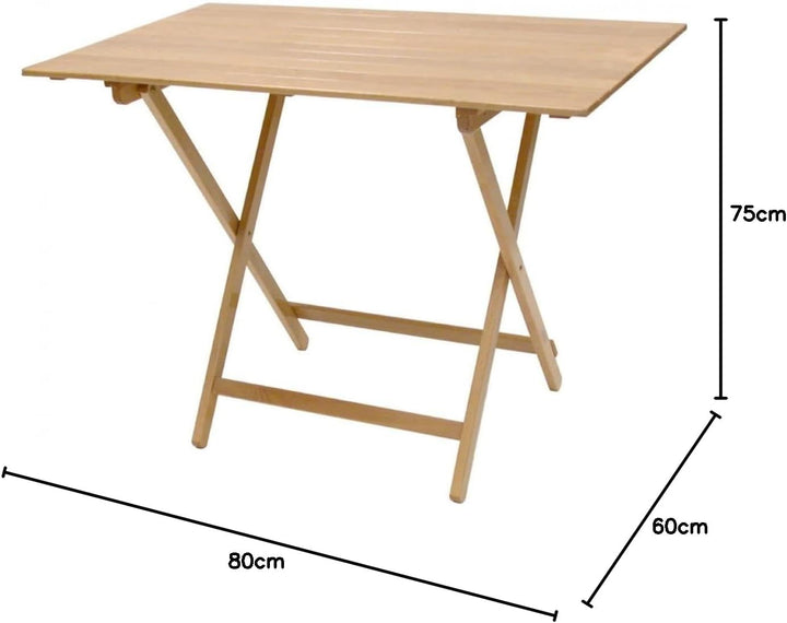 Klapptisch aus Holz, naturbelassen, 60 x 80 cm, für Camping, Garten, Haus
