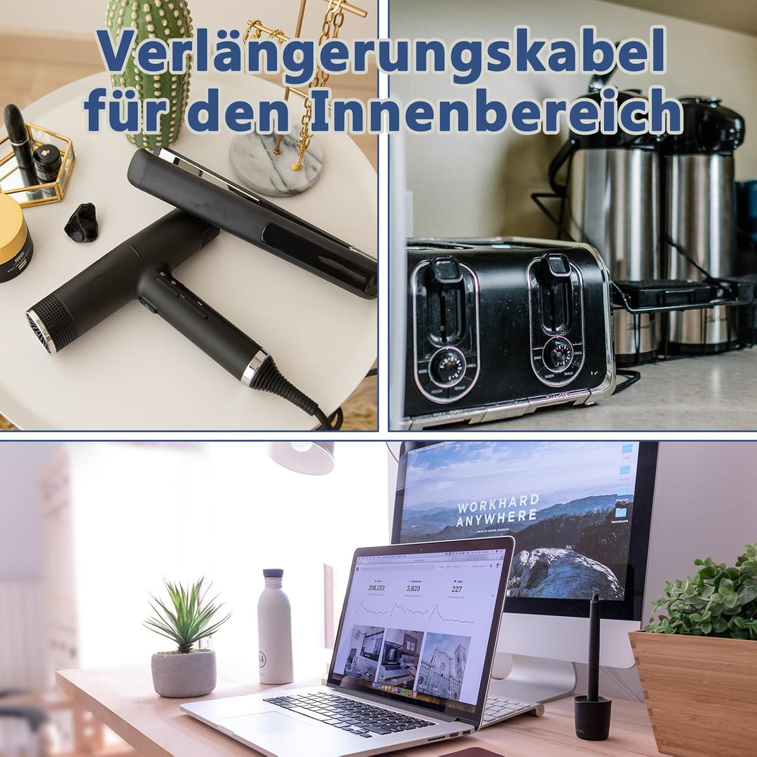 Verlängerungskabel 10m Kabel Überspannungsschutz - IP44 Wasserdicht Innen Verlängerungskabel - Isoli