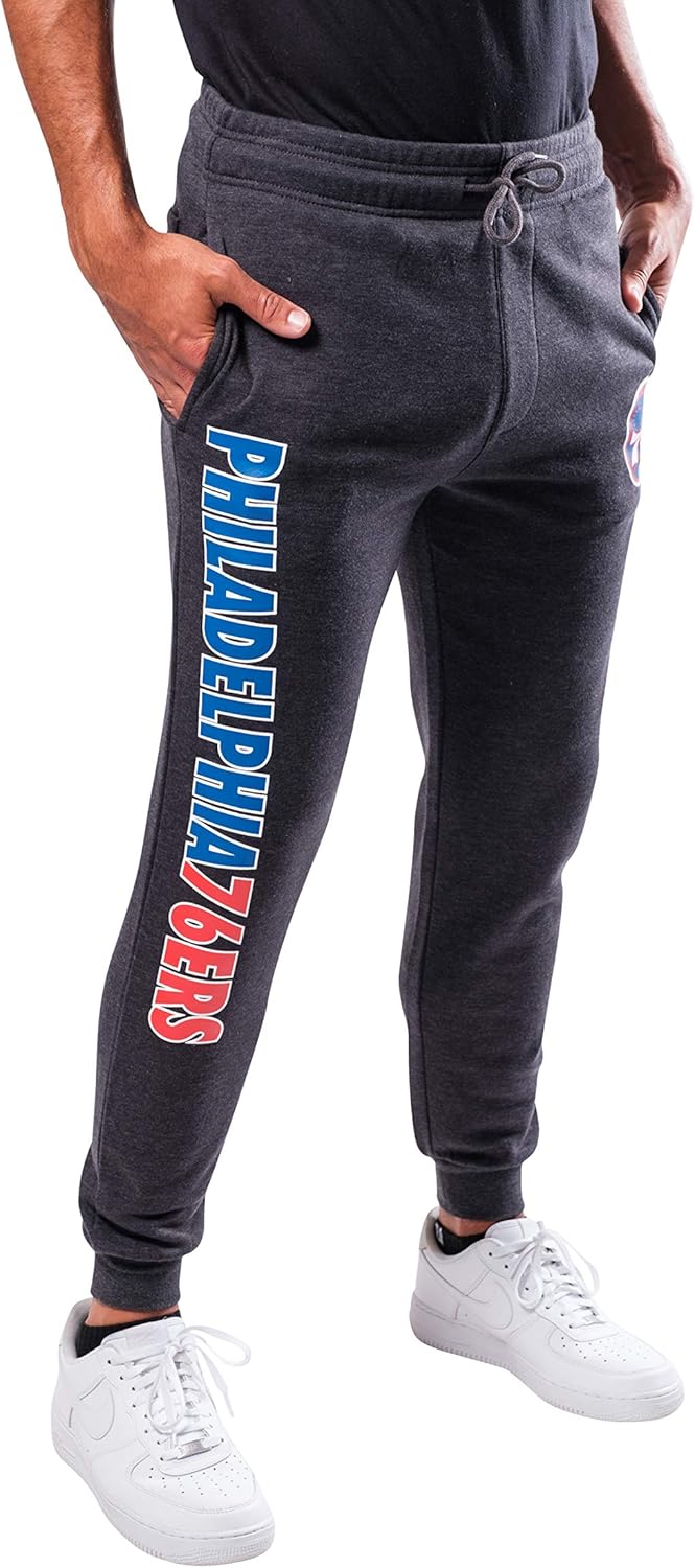 Ultra Game NBA Herren Super Soft Active Jogger Sweatpants Philadelphia 76ers L Schwarz Meliert, Phil