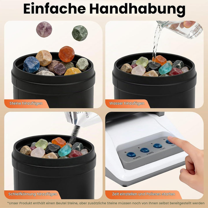 Rock Tumbler Kit, Starter Komplettes Steinpolierer Set, Rock Polierset mit 7-Tage-Timer DIY Edelstei