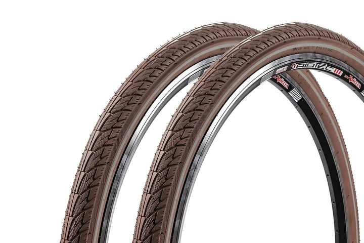2 Stück 29 Zoll Fahrrad Reifen 29x1.95 City Trekking Tire 50-622 Braun Reflexstreifen