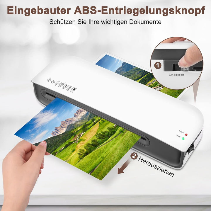 Nigecue Laminiergerät A4, 3 in 1 Laminiermaschine mit 30 Stück A4 A5 A6 Laminierfolien, Laminator mi