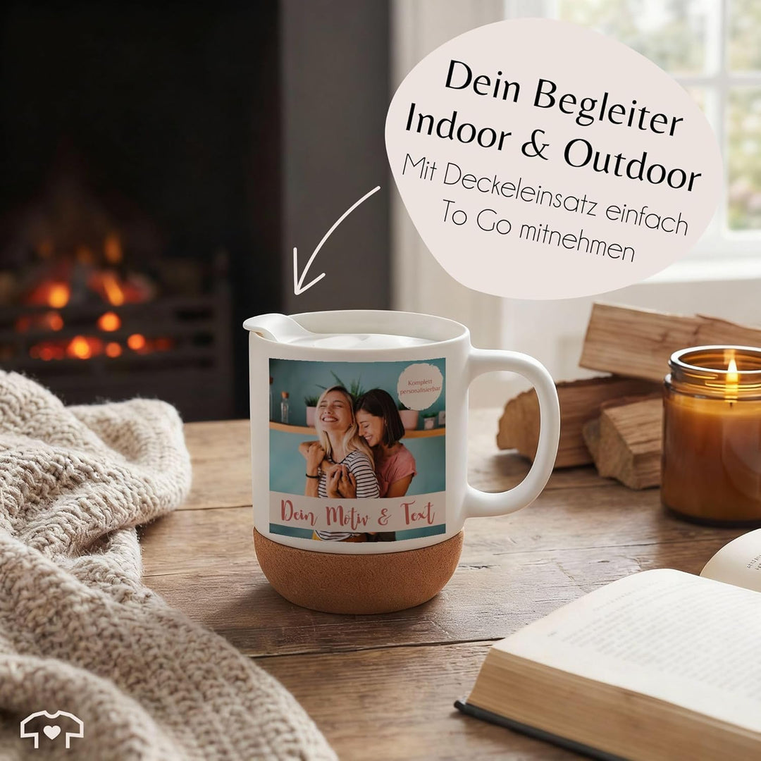 Tasse Untersetzer Kork - Eigenes Foto I Eigenes Bild - 330 ml - Weiss Matt - korkboden personalisier