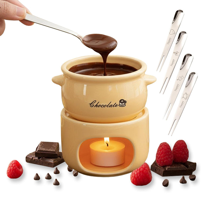 Schokofondue Tasse, Fondue Tasse, Mini Schokofondue mit 4 Fondue Forks Porcelain Chocolate Fondue Se