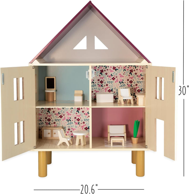 Janod Twist Puppenhaus aus Holz-11 Zubehörteile Puppenmöbel-Magnetische Türen-Spielzeug aus FSC Ab 3