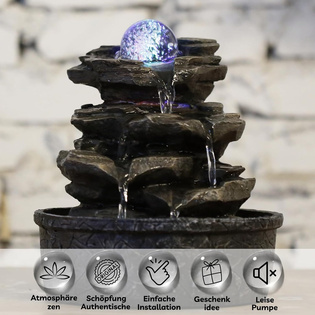 Zen'Light Little Rock Brunnen aus Polyresin, Dunkelbraun, 20 x 20 x