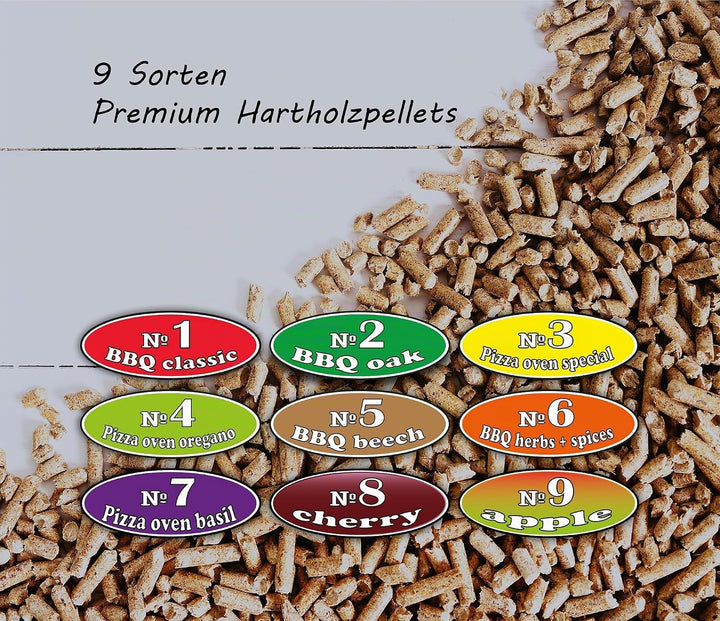 PINI Hartholz Pellets № 4 BBQ Pizza Oven Oregano 10 Kg Grillpellets zum Grillen Räuchern Smoken und