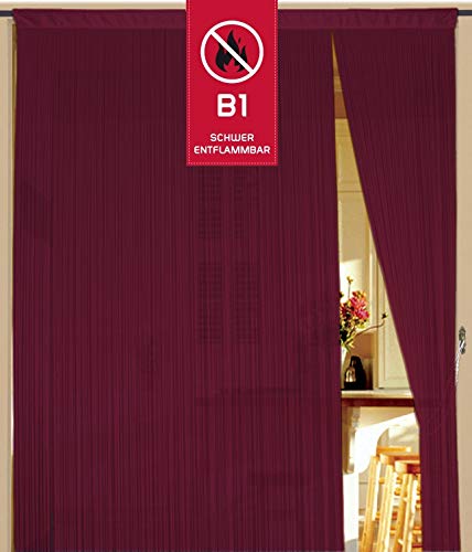 Kaikoon Fadenvorhang Fadenstore Messe B1 schwer entflammbar 90 cm x 240 cm (BxH) Bordeaux Neu