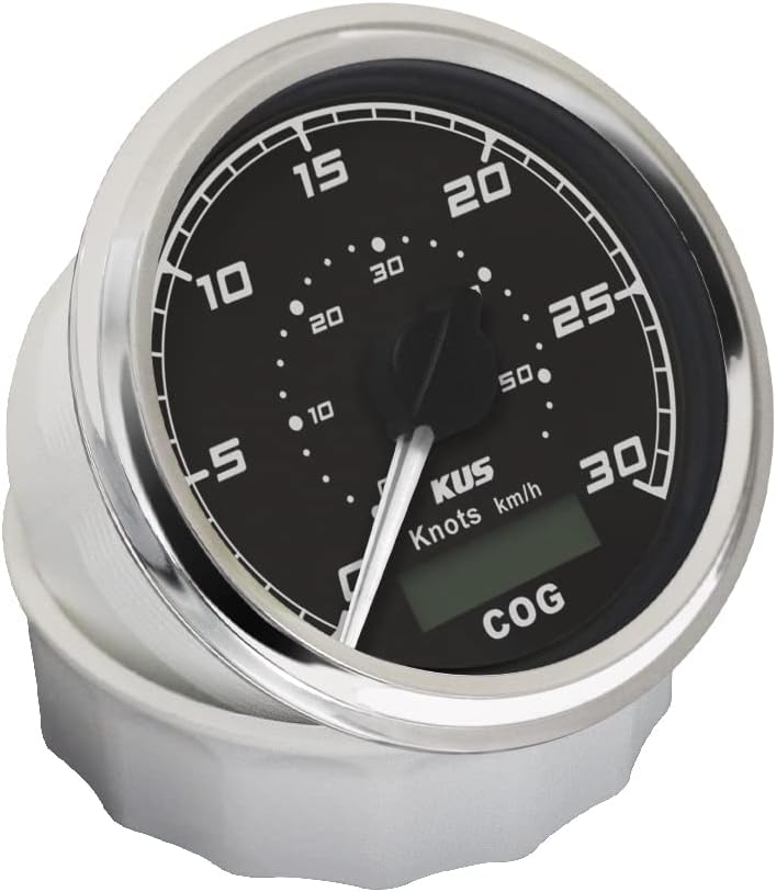 KUS GPS Tacho Kilometerzähler 30Knots Für Boot Yachten 85mm 12V/24V (Schwarz), Schwarz