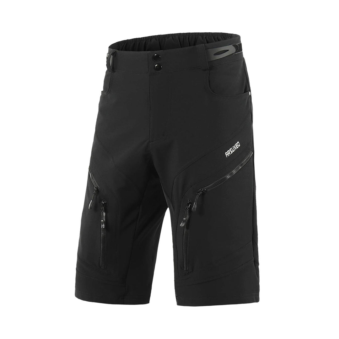ARSUXEO Radhose Herren MTB Shorts ohne Polsterung Radfahren Shorts Klassisch Wasserdicht 1903 Schwar