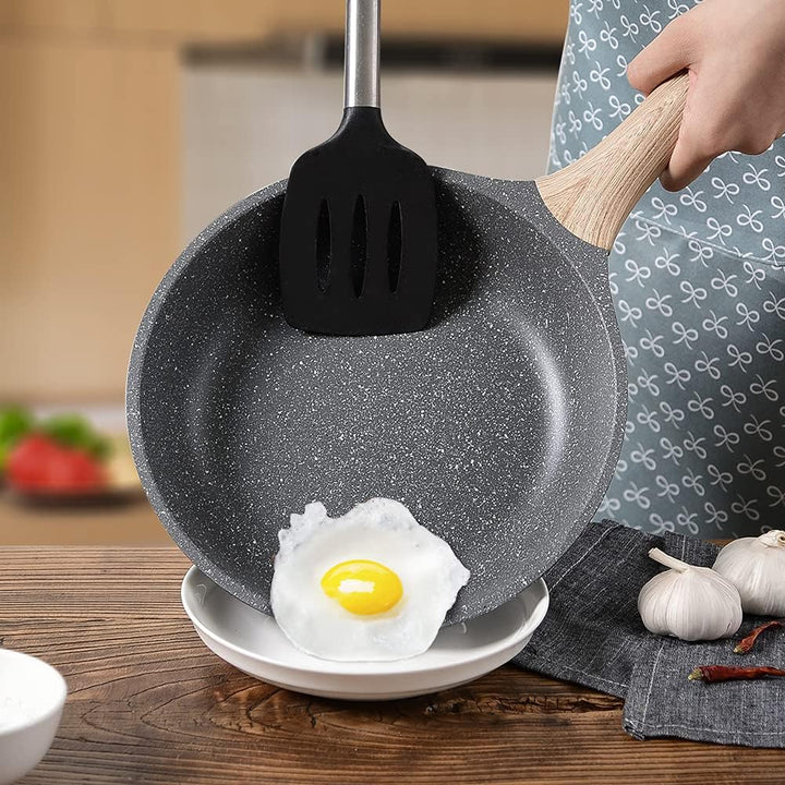 ZUOFENG Antihaft Pfanne Bratpfanne mit Deckel Beschichtet 24cm, Granit Pfannen Nonstick Frying Pan,