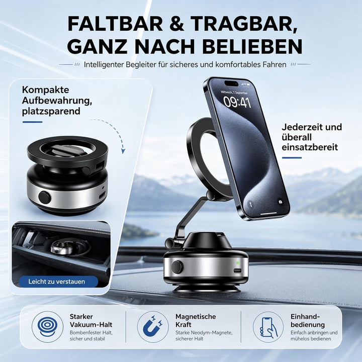 Handy Halterung Elektrisch, Handy Halterung Auto, Selbstansaugende Handyhalterung Auto Magnet Mit Va