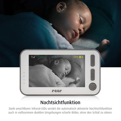 Reer 80440 Video-Babyphone mit Nachtsicht-Kamera und Bewegungsverfolgung, weiss, BabyCam XL XL (1er