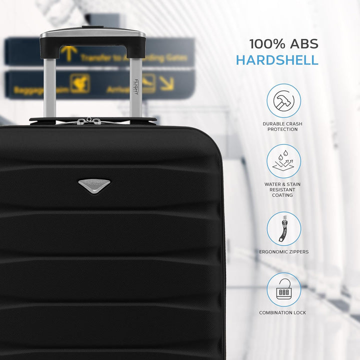 Flight Knight Leichte 4-Rad-ABS-Hartschalenkoffer Handgepack, zugelassen fur uber 35 Fluggesellschaf