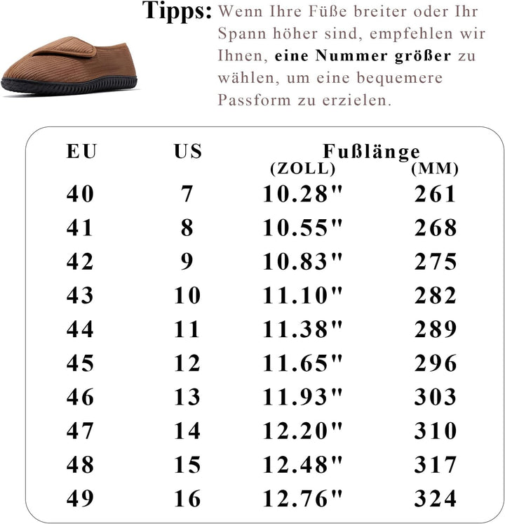 Git-up Herren Diabetiker Hausschuhe Schuhe Arthritis Ödem Verstellbare Verschluss Memory Foam Haussc