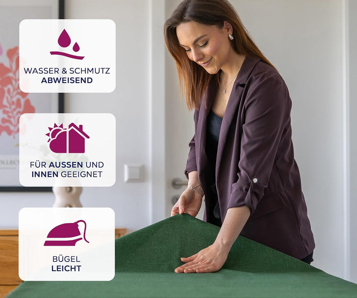 BEAUTEX fleckenabweisende und bügelfreie Tischdecke - Tischtuch mit Lotuseffekt - Tischwäsche in Lei