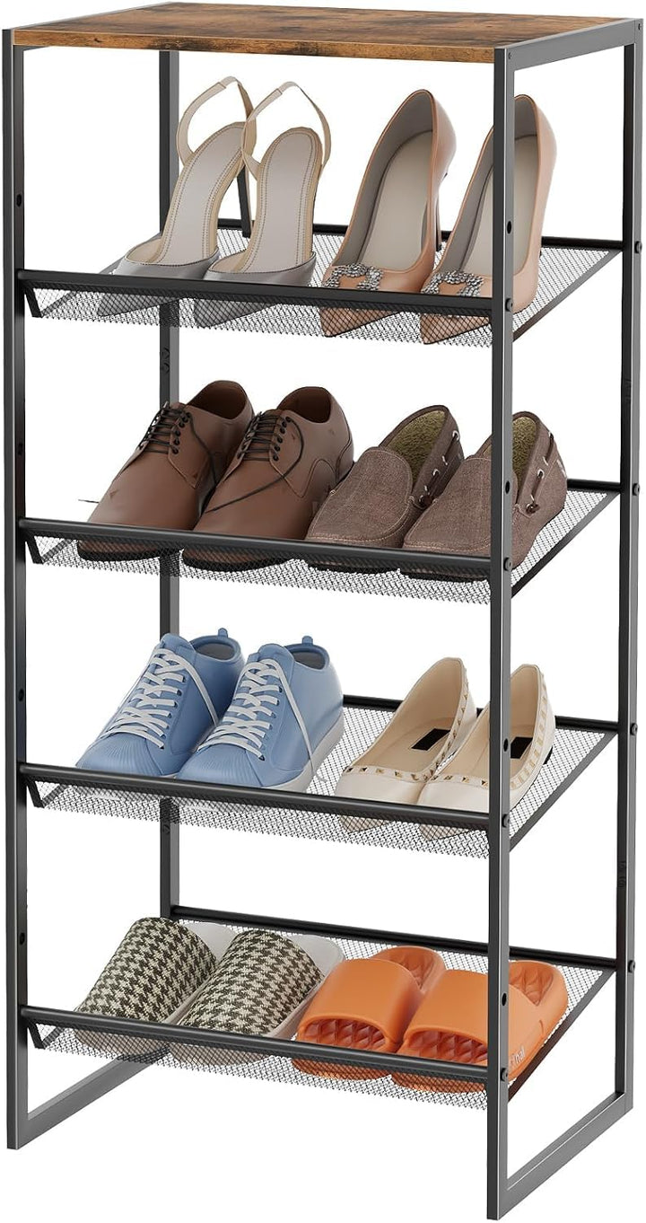 Huhote Schuhregal 5 Ebenen, Schuhständer Metall, Schuhregal Klein, Schuh-Organizer, Schuhaufbewahrun
