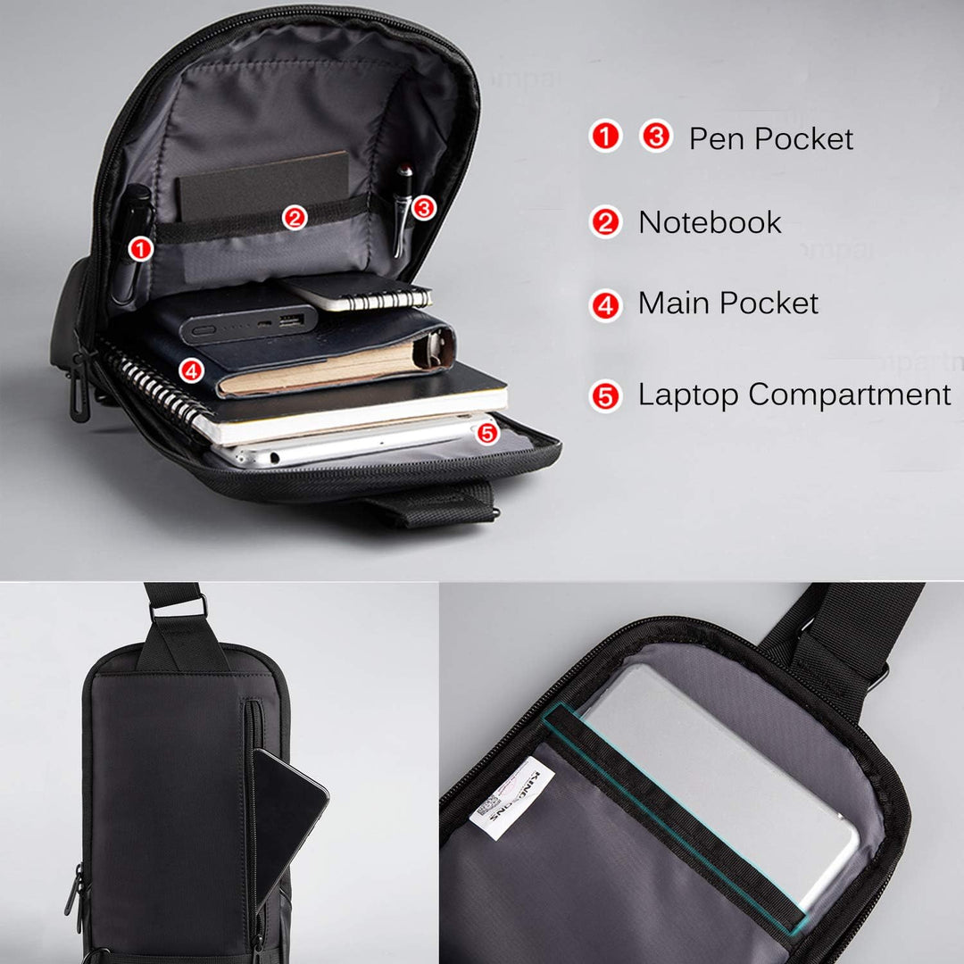 FANDARE Leicht Brusttasche Ultra-dünn Sling Rucksack Schultertasche Crossbody Umhängetasche Sporttas